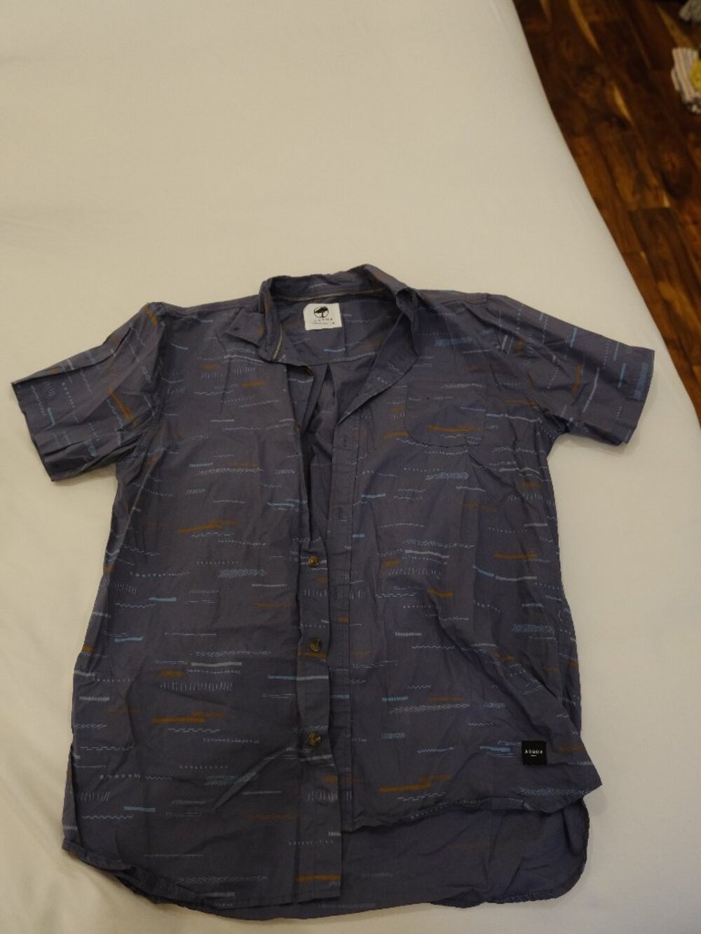 Arbor Men's Blue Abstract Print Short Sleeve Shirt L